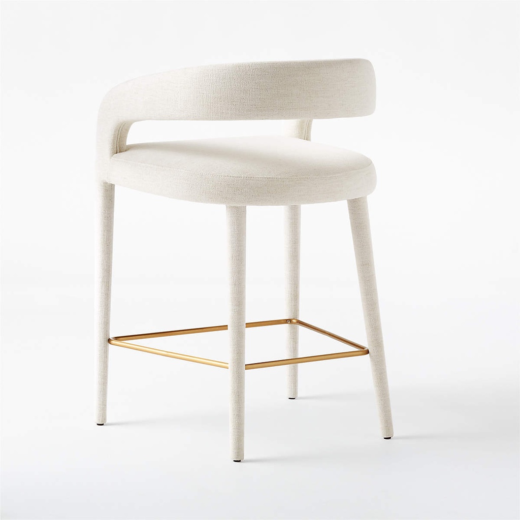 Crisp Linen White Performance Stool