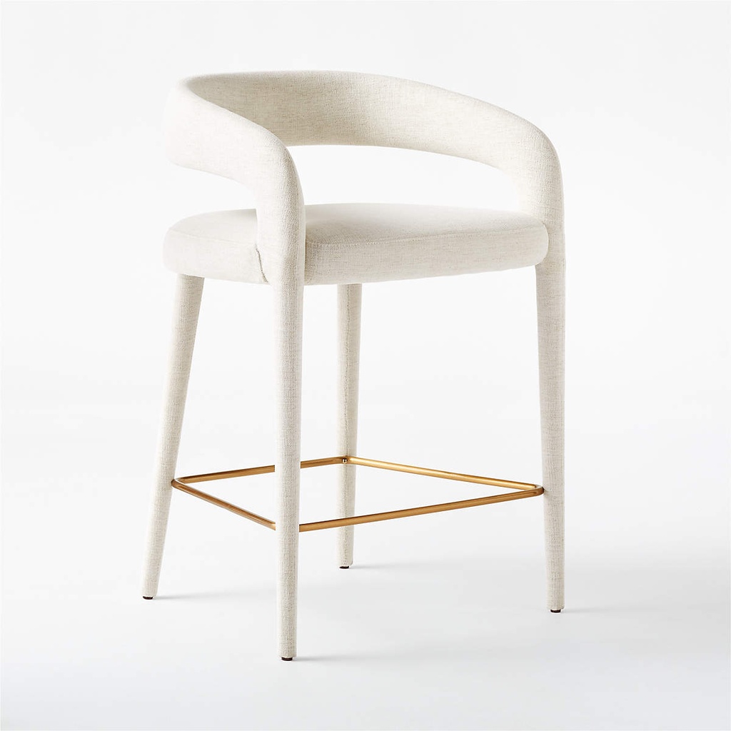 Crisp Linen White Performance Stool