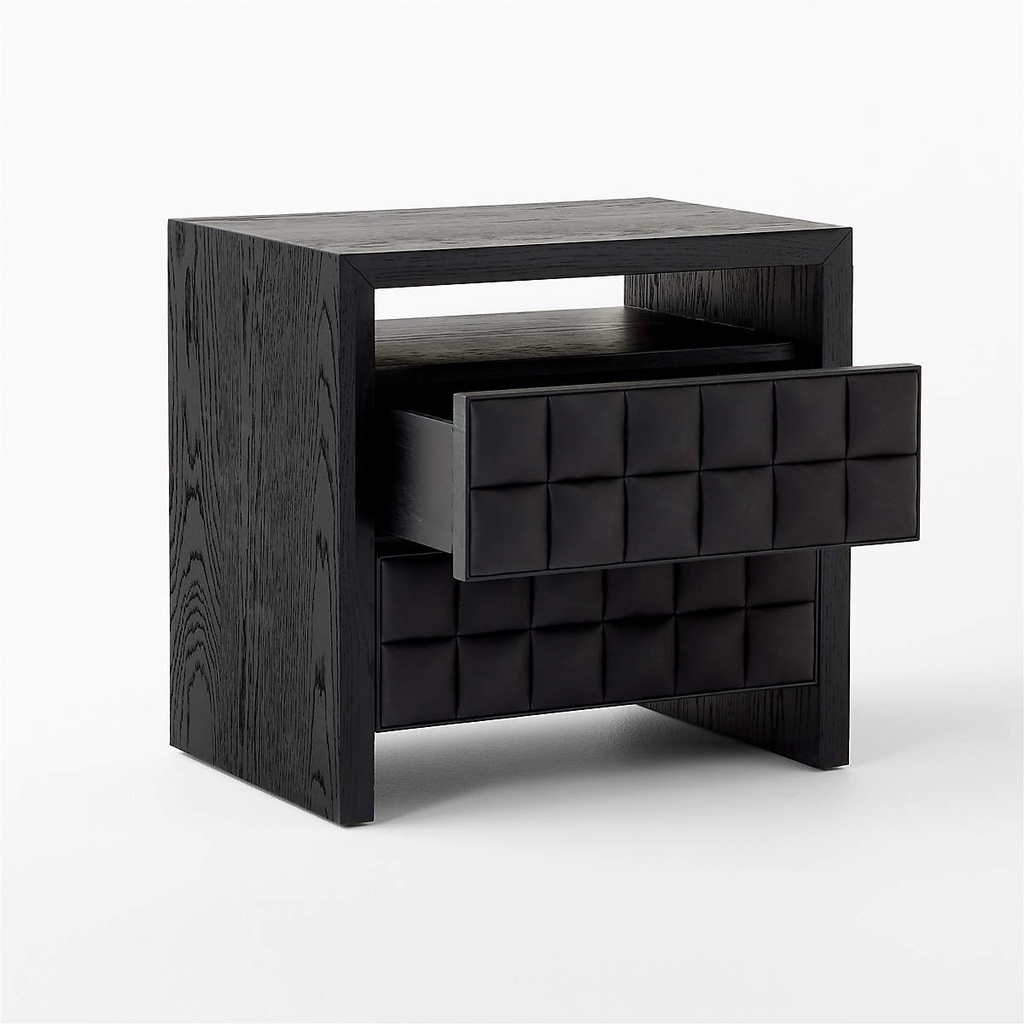 Shadow Essence Black Leather Nightstand