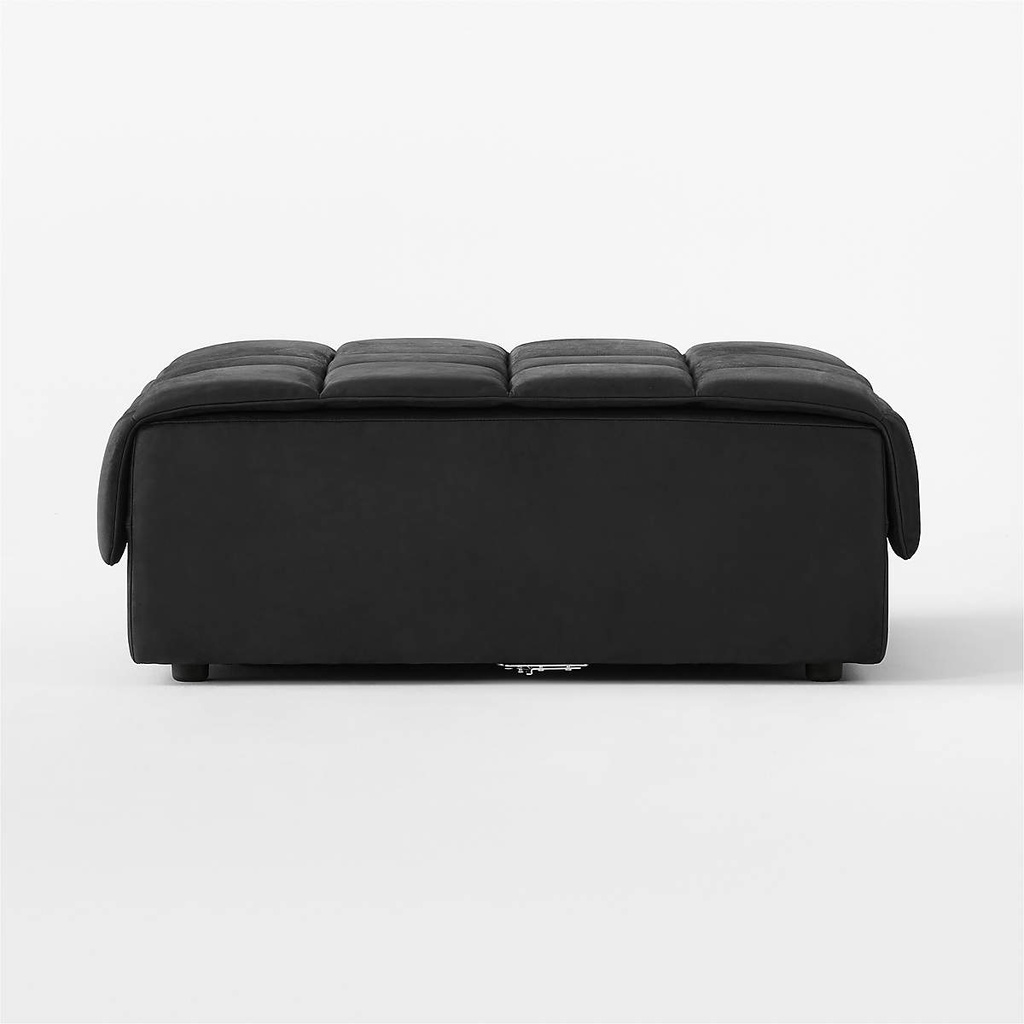 Obsidian Opulence Black Leather Ottoman