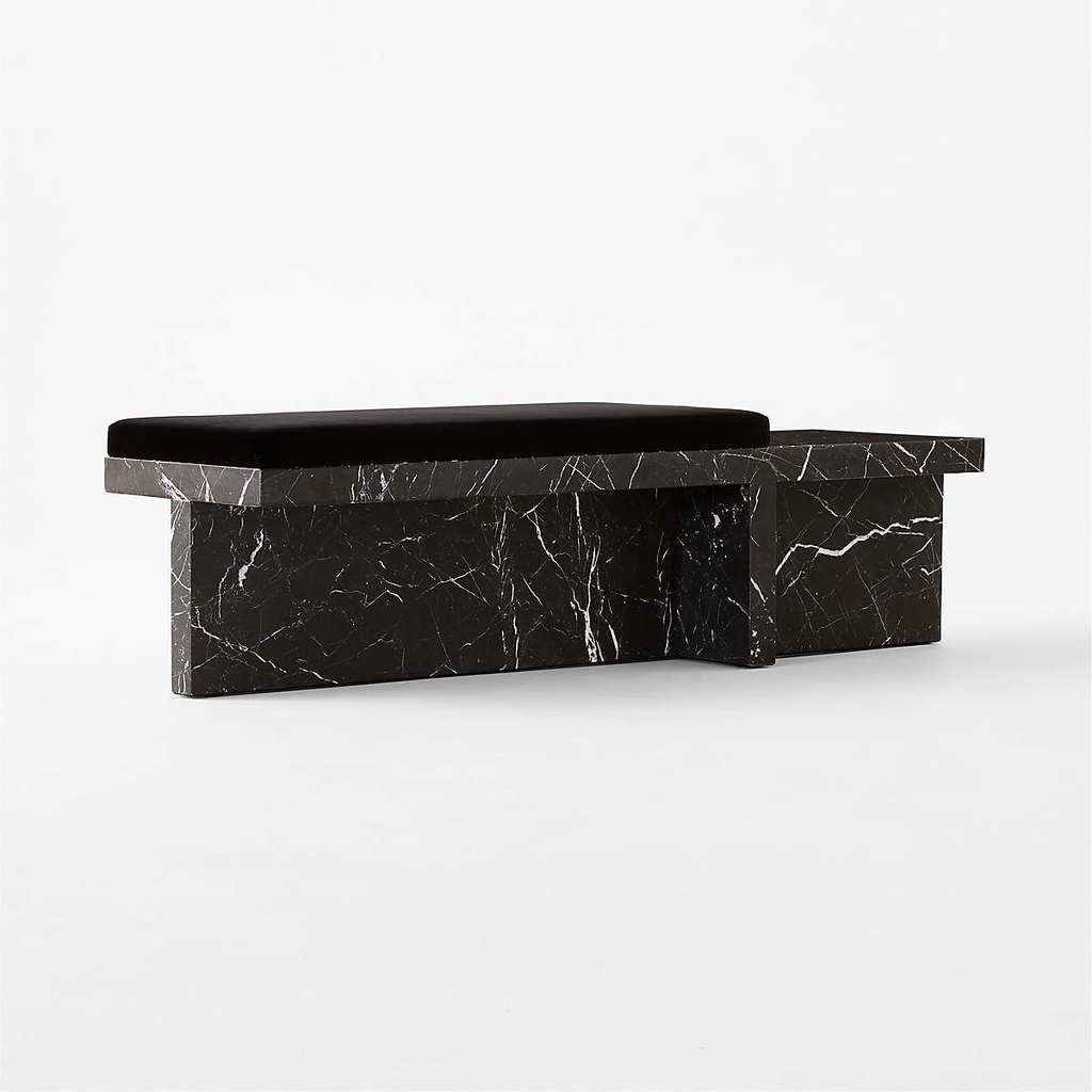 Obsidian Velvet Marble Bench