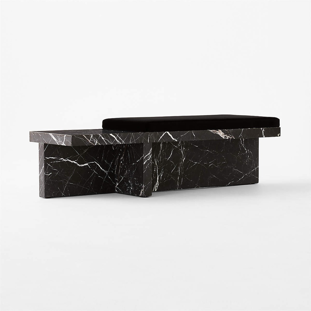 Obsidian Velvet Marble Bench