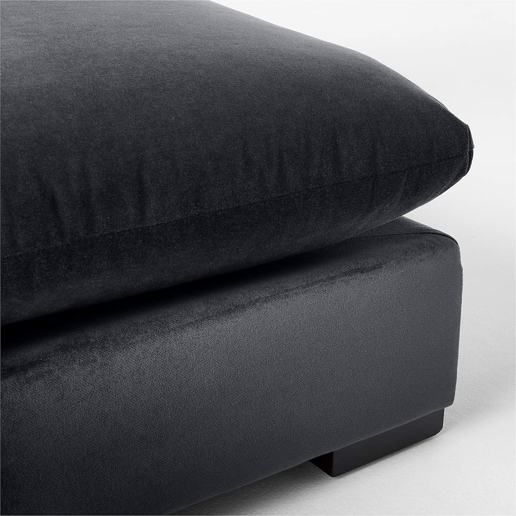 Stormy Grey Velvet Seating Ottoman