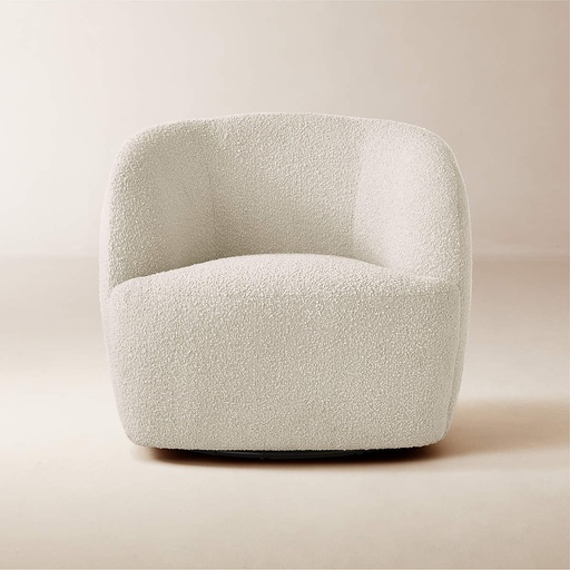 Creamy Cloud Boucle Spin Chair