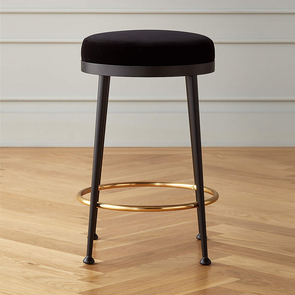 Noir Elegance Velvet Counter Stool