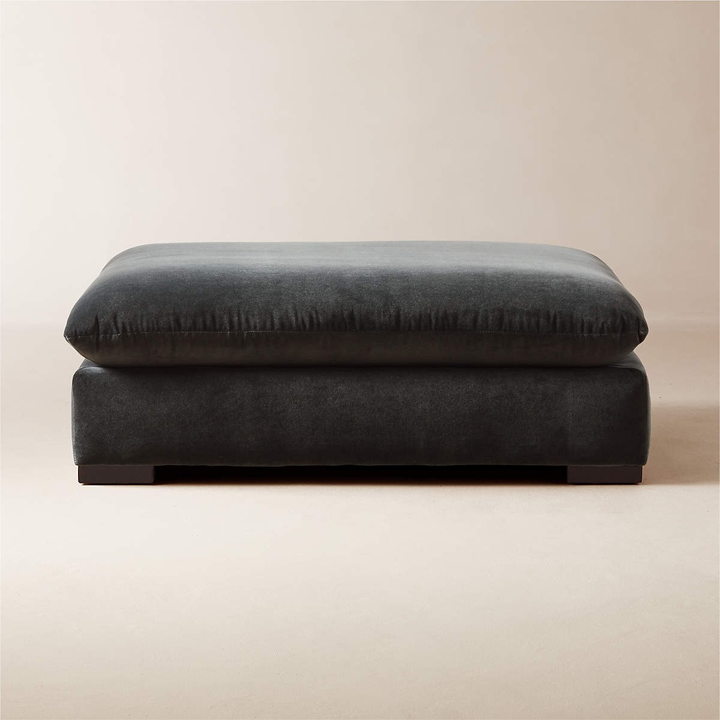 Stormy Grey Velvet Seating Ottoman