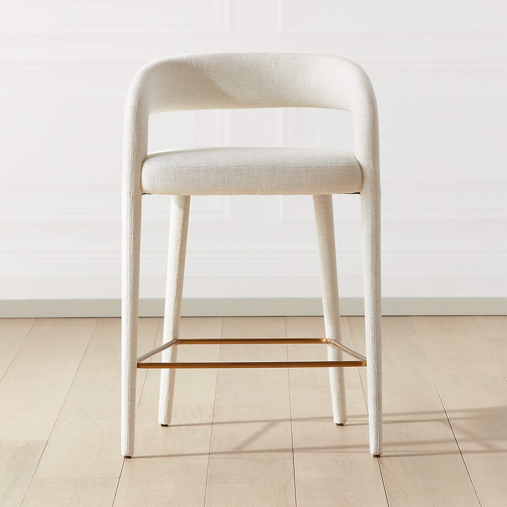 Crisp Linen White Performance Stool