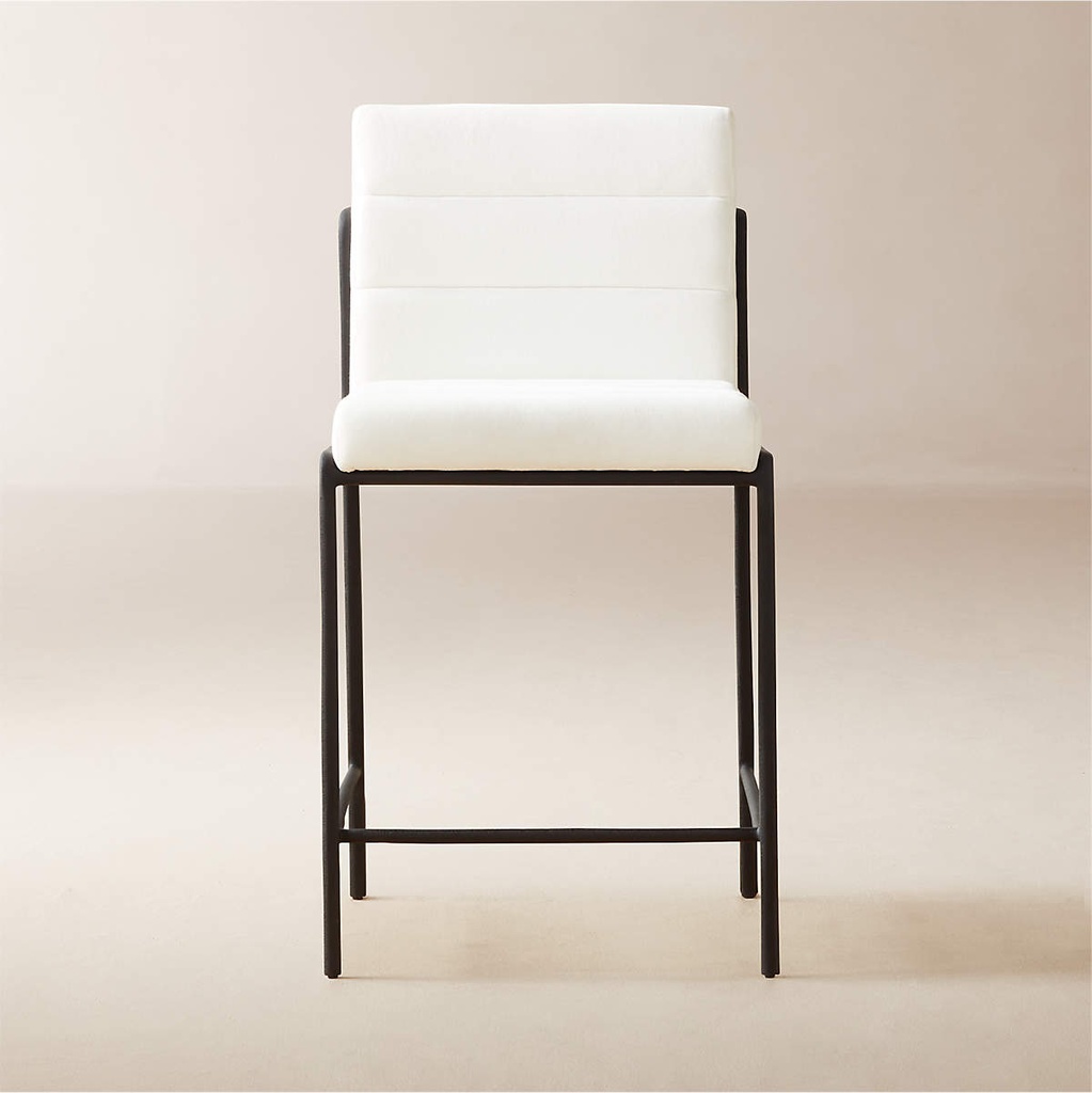 Silvered Ivory Metal Counter Stool