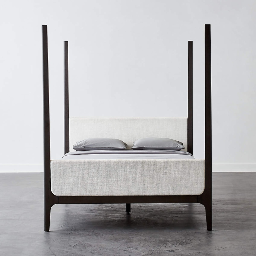 Cama tamaño queen con dosel en color gris real