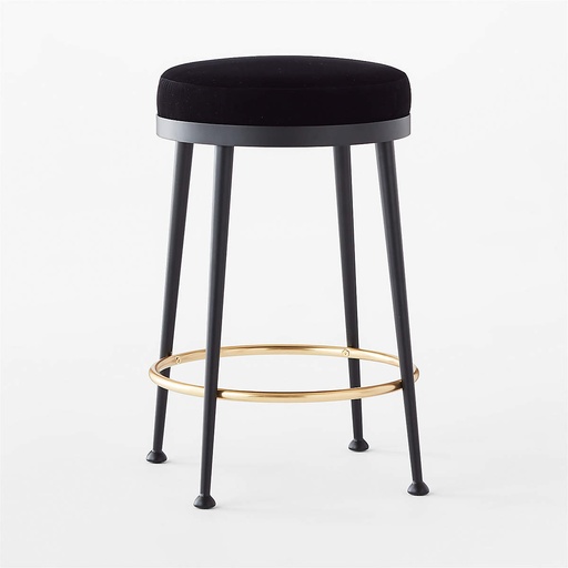 [FUR058] Noir Elegance Velvet Counter Stool