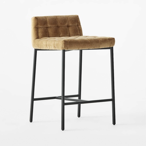 [FUR032] Golden Elegance Tufted Counter Stool