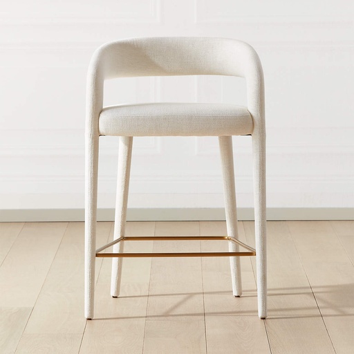 [FUR023] Crisp Linen White Performance Stool