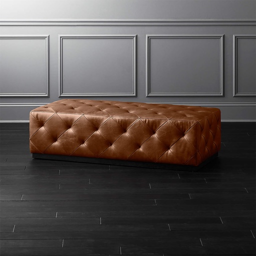 [FUR099] Western Charm Saddle Leather Ottoman