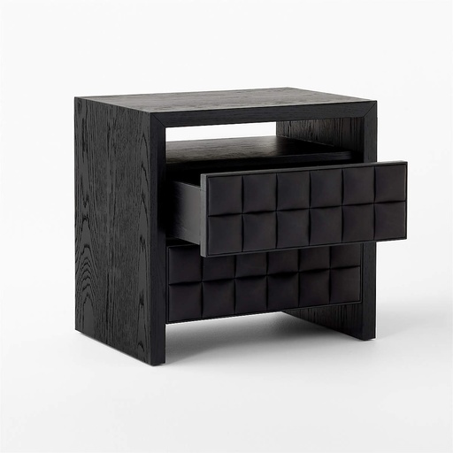 [FUR078] Shadow Essence Black Leather Nightstand