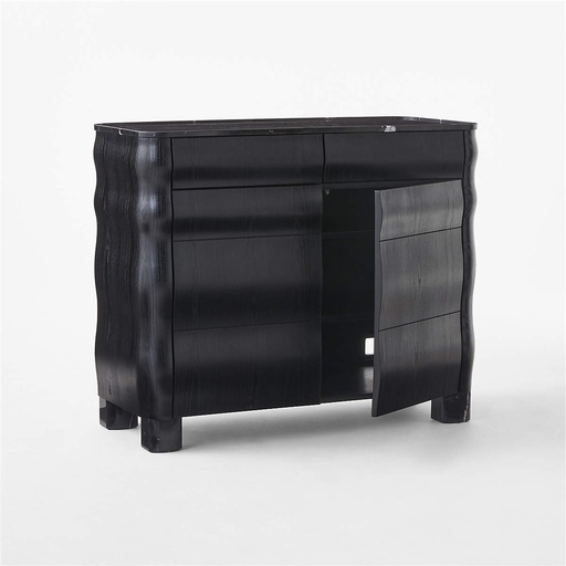 [FUR059] Noir Essence Black Wood Credenza