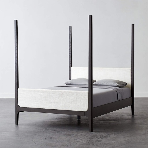 [FUR072] Cama tamaño queen con dosel en color gris real