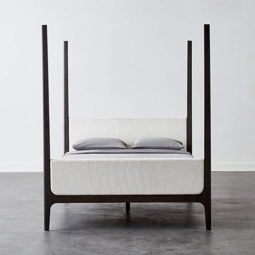 [FUR072] Cama tamaño queen con dosel en color gris real