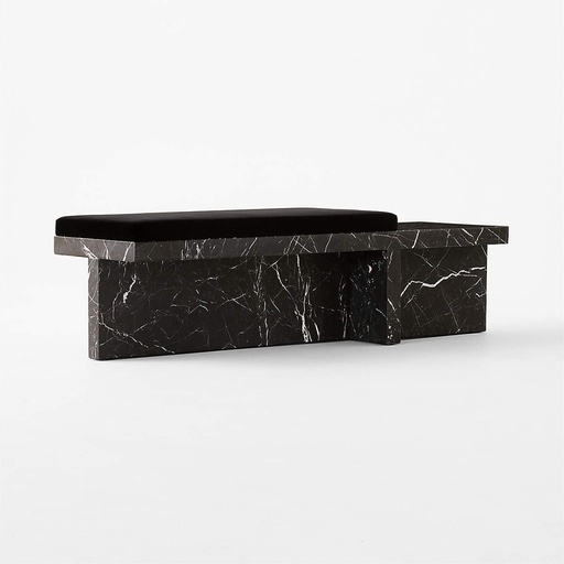 [FUR064] Obsidian Velvet Marble Bench